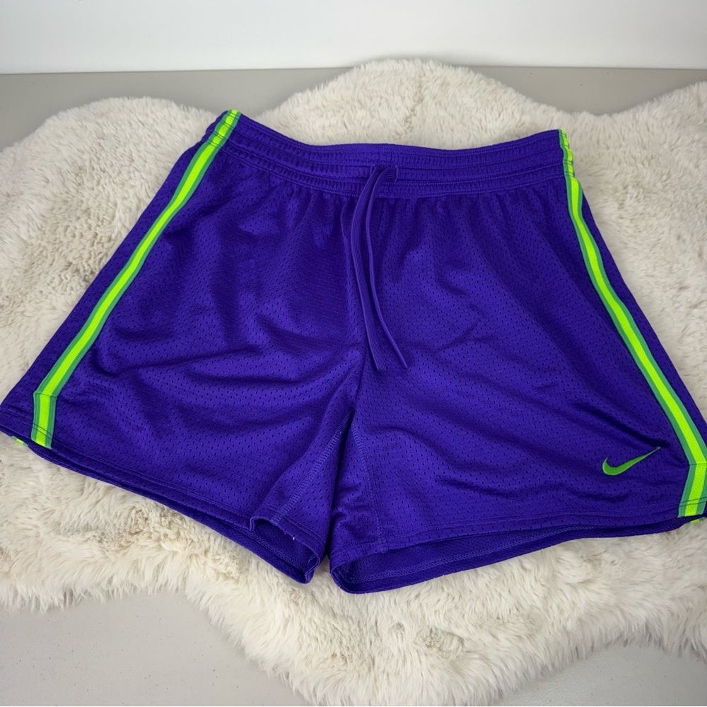 Nike Women's Vibrant Purple Shorts with Green Accents